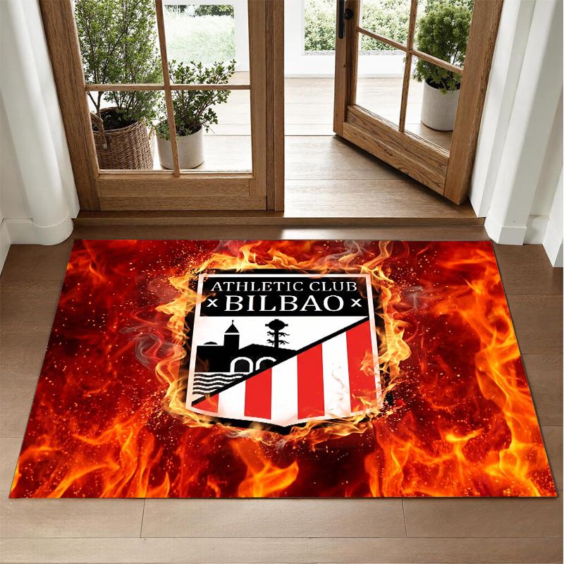 Athletic Bilbao Football Design Crystal Velvet Rug Soft Decorative Mat for Bedroom Entrance