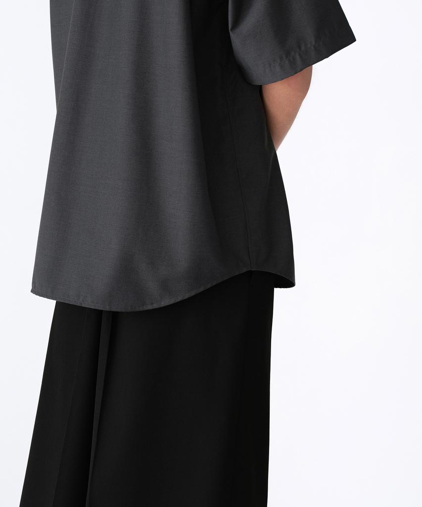 MUSINSA STANDARD Relaxed Wool-Like Short Sleeve Shirt [Charcoal Gray]