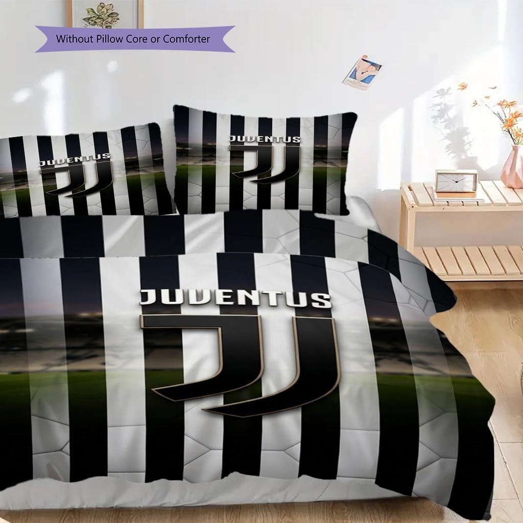 Juventus Stripes: Bold Dynamic Bedding (1 * duvet cover + 2 * pillowcase, without core) Christmas birthday gift Soft and comfortable