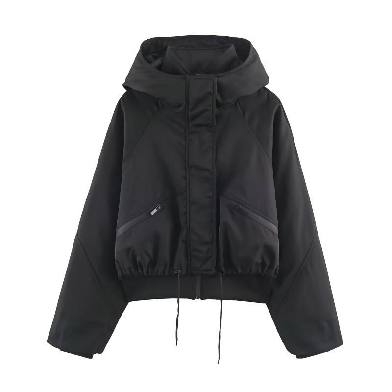PBZA Womens Winter Loose Tech Fabric Windproof Hooded Puffer Cotton Coat XS-L