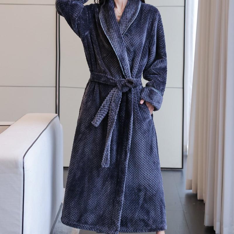 Осенний и зимний халат утолщенный парный ночной халат фланелевый женский мужской халат пижама