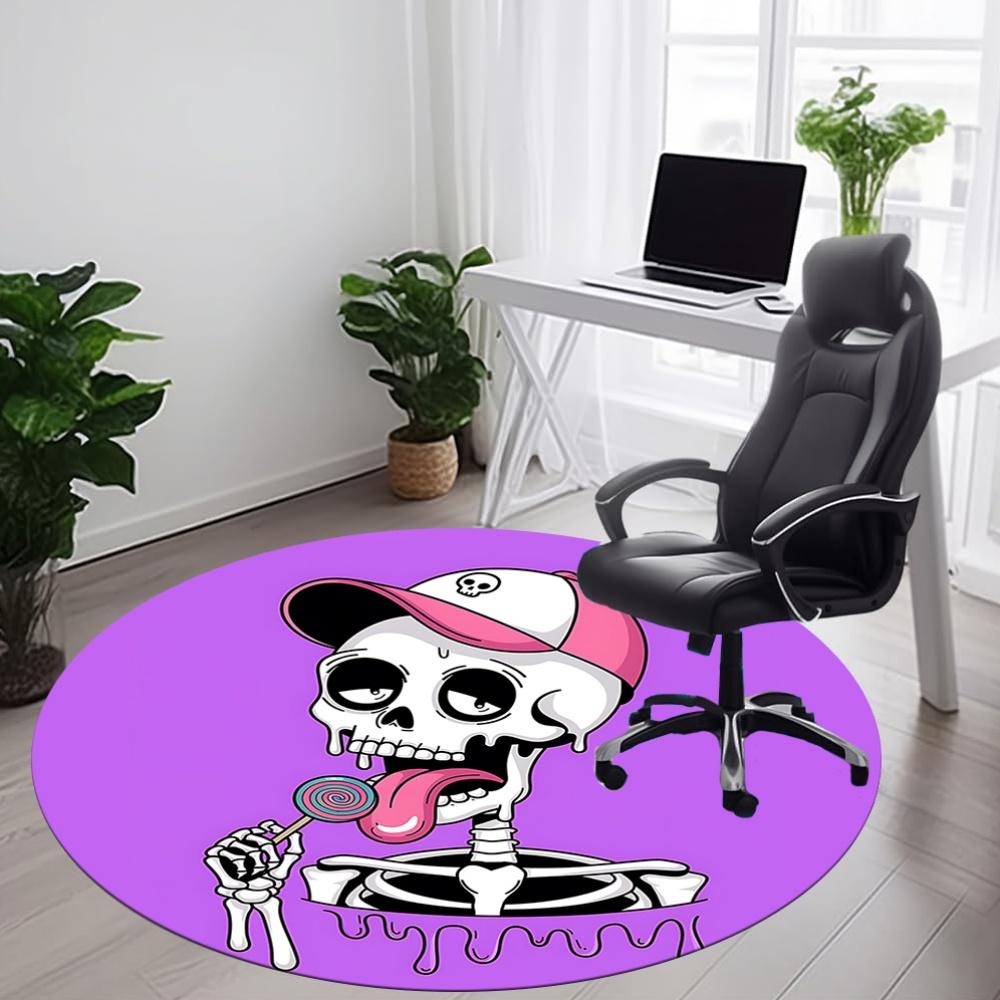 1pc Skelton Candy Office Round Area Rug, Under Office Chairs Bedroom Living Room Home Decor, Room Deco, Available in Various Sizes