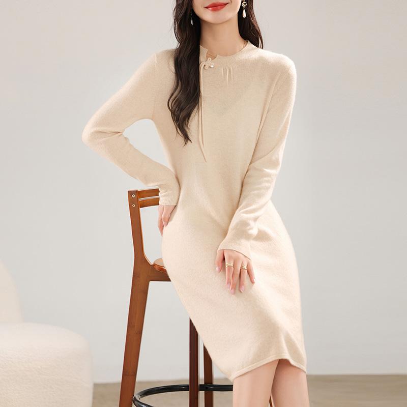 Женское кашемировое платье Qinghe Cashmere 30% Cashmere 70% Wool Осенне-зимняя кашемировая юбка Мягкая и теплая
