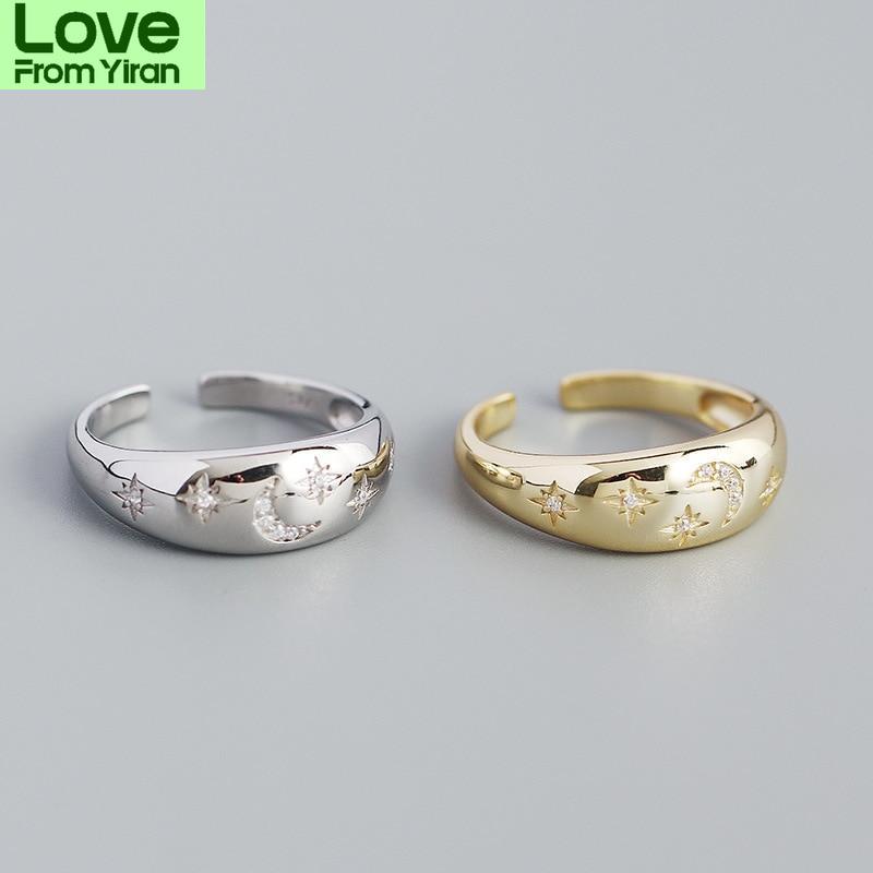 Bohemia Crystalline Moon Star For Women Open Rings Rings Jewelry Sterling Tone Finger Rings Gold Color / Rings RingsTrendy Rings