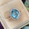 Великолепные овальные небесно-голубые кольца для женщин, блестящие винтажные аксессуары, элегантные женские кольца на палец, вечерние новые украшения