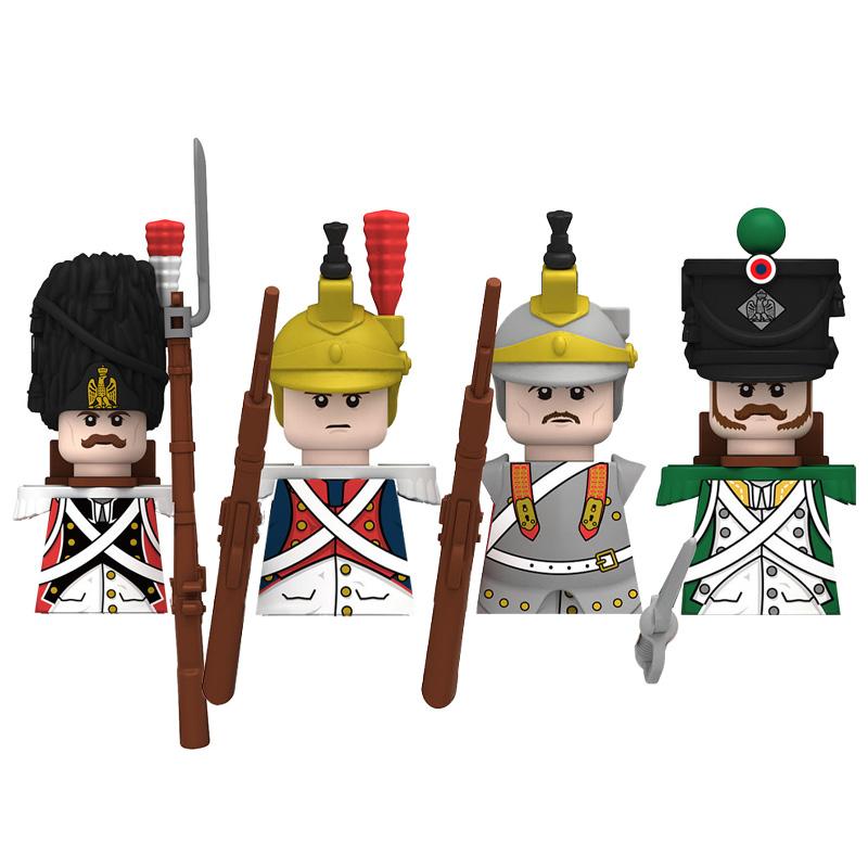 Военные Наполеоновские войны Солдаты Строительные блоки WW2 Русско-британская армия Фигурки Гвардия Пехота Оружие MOC Кирпичи Мальчик Игрушка