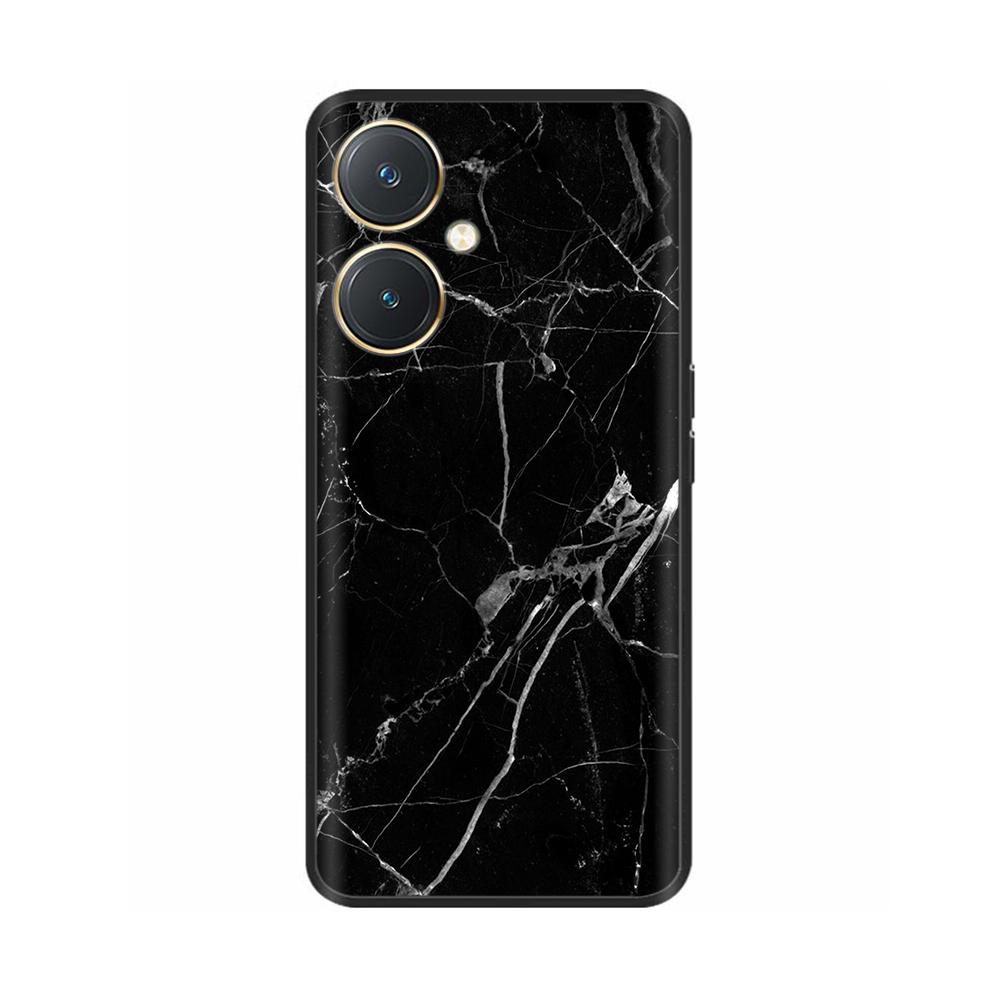 Чехол для Vivo Y27 Y27s Модные Цветы Черный Мягкий Силиконовый Ударопрочный TPU Чехол для Телефона Funda для Vivo Y27 Y 27 Бампер V2249