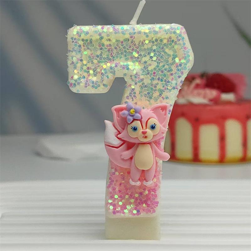 Exquisite Cute Cartoon Linnabelle Digital Candle Birthday Cake Atmosphere Birthday Decoration Candle Styles