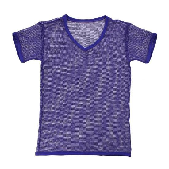 Мужские топы с V-образным вырезом, с коротким рукавом, с полым сетчатым дизайном, футболка однотонная, дышащая, в повседневном стиле, для ежедневной носки