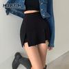 Sexy Split Shorts Skirts Women Office Ladies Summer Black Mini A-line Pants Skirt High Waist Wide Leg Skirt