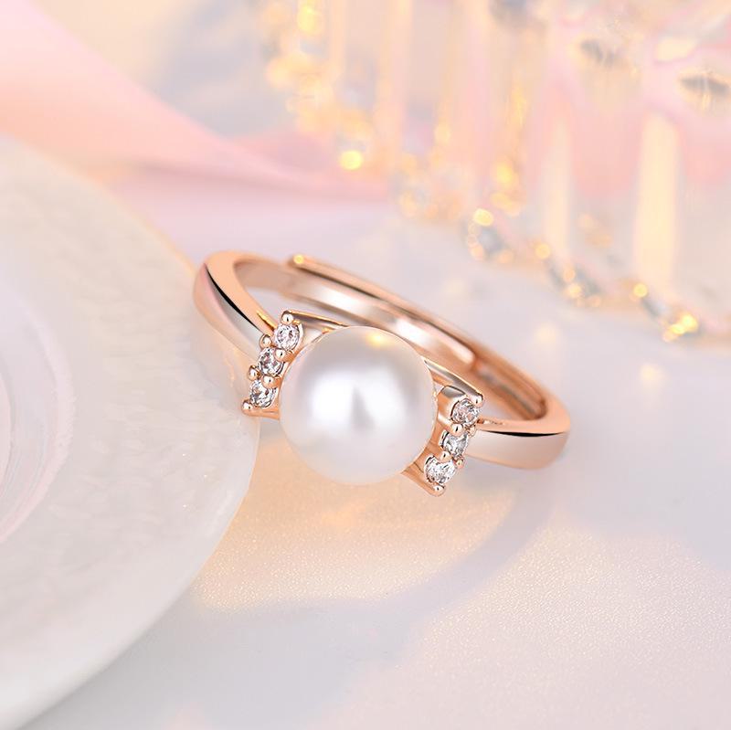 Chic Pearl Open Ring - Artistic and Sweet Style for Women