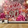 90th Rose Birthday Backdrop 1pc - Wall Hanging Decor