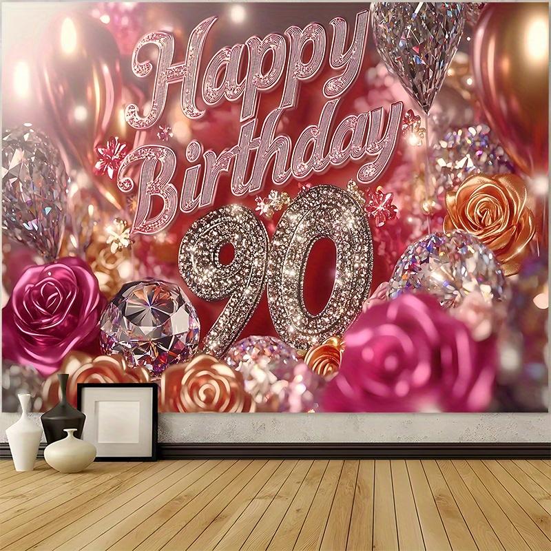 90th Rose Birthday Backdrop 1pc - Wall Hanging Decor