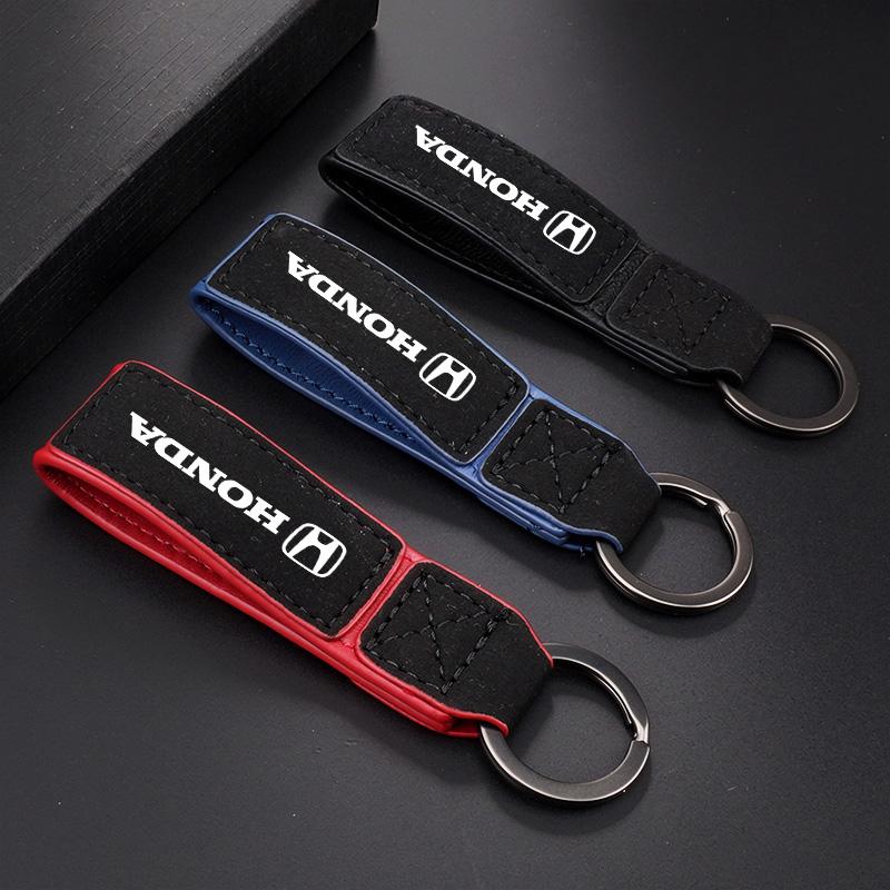 EKSBU1 Suede Car Emblem Keychain Buckle Key Ring For Honda Civic Fit Jazz Accord Pilot CRV Odyssey Shuttle HRV Fk7 Fk2 Mugen Fk8 Type R