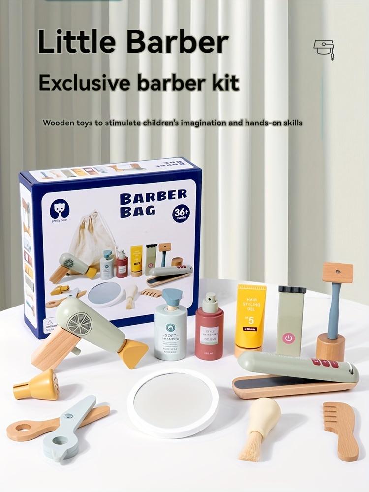13 шт. Деревянный парикмахерский набор Набор игрушек для парикмахерской для молодежи, Деревянный набор игрушек для макияжа, Игрушка для индивидуальной прически, Набор для бритья для мальчика