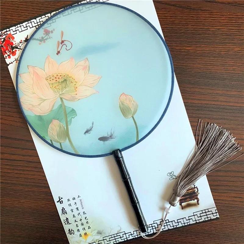 New Semi-Transparent Ancient-Style Round Fan, Double-Sided Palace Fan, Bridal Round Fan, Dance Fan, Chinese Style Classical Hanfu Small Fan
