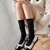 2 Pairs Summer and Autumn Slim MIddle Tube Women's Socks Pure Color Pile Up Versatile Mesh Female Long Sock