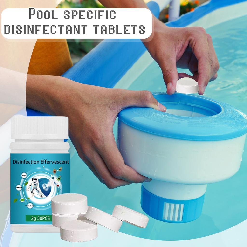 Swimming Pool Disinfectant Tablets, Effervescent Tablets, And Trichlorine Disinfectant 50pcs