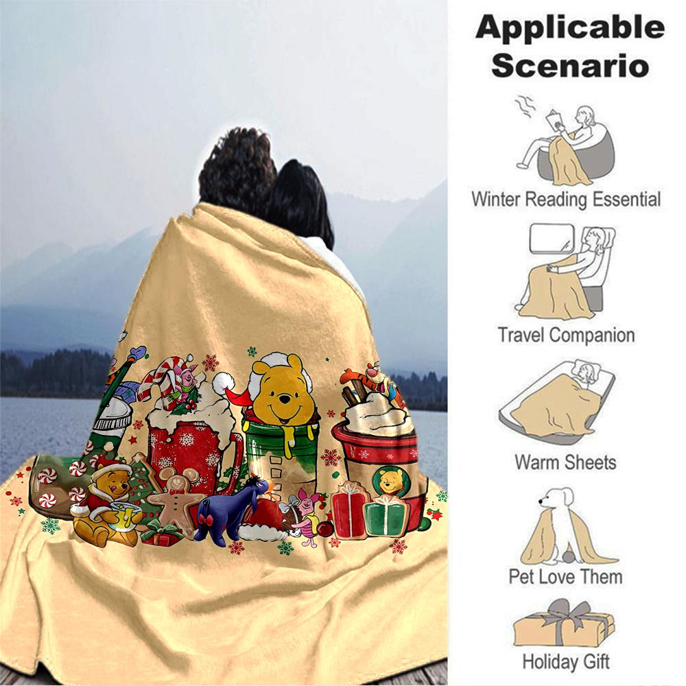 Christmas Winnie Pooh Party Blanket Soft Throw Blanket For Home Bedroom Bed Sofa Travel Office Solid Christmas Blanket
