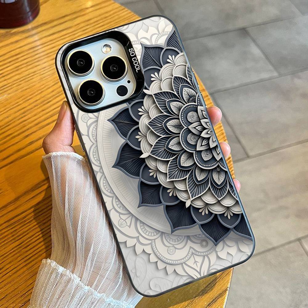 Художественные Цветы HD Печать Чехол для Телефона Для iPhone 16 17 15 14 12 13 Pro Max Черный Цвет Ударопрочный Чехол