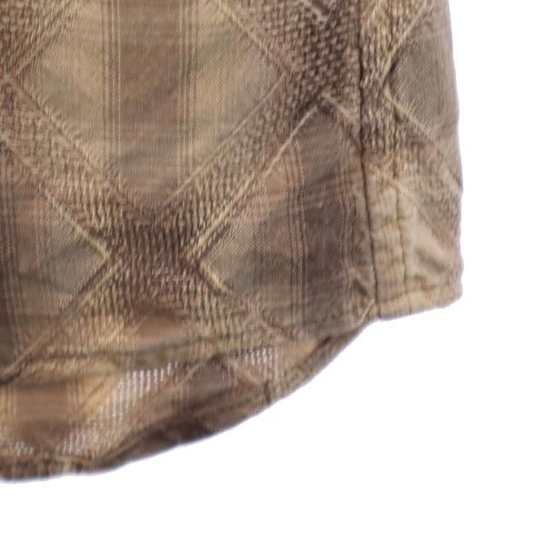 SHAREEF клетчатая рубашка с длинным рукавом 2 Бежевая сделано в Японии Мужская Б/У