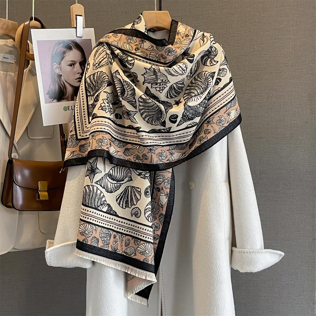 Luxury 63*185cm Warm Scarf For Women Tassel Shawl Imitation Cashmere Pashmina Warps Autumn/Winter Coldproof Windproof Blanket