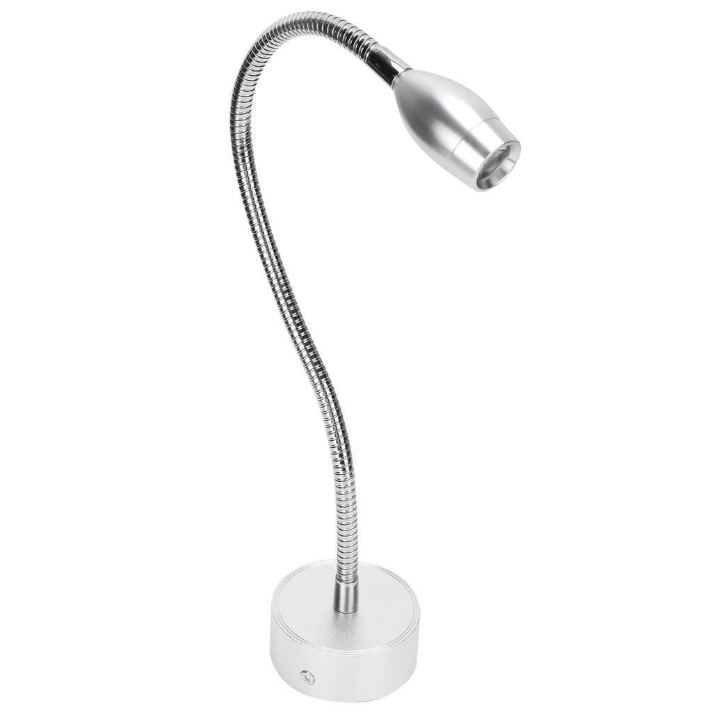 Aluminum Alloy LED Work Wall Light Flexible Gooseneck Table Wall Light (Wiring 110‑240V) Silver 6000K