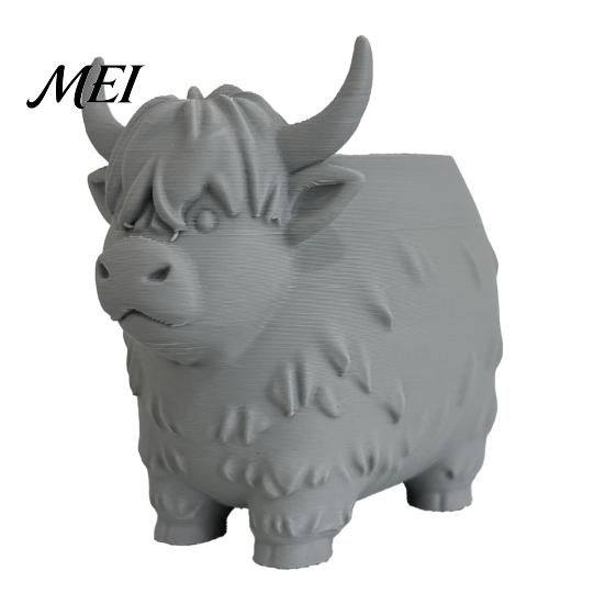 Animal Flower Pot Highland Cow Planter, Large Diameter Pot, 3D Yak Matte Finish Plant Shape PLA Desktop Nordic Style Home Decor Planter
