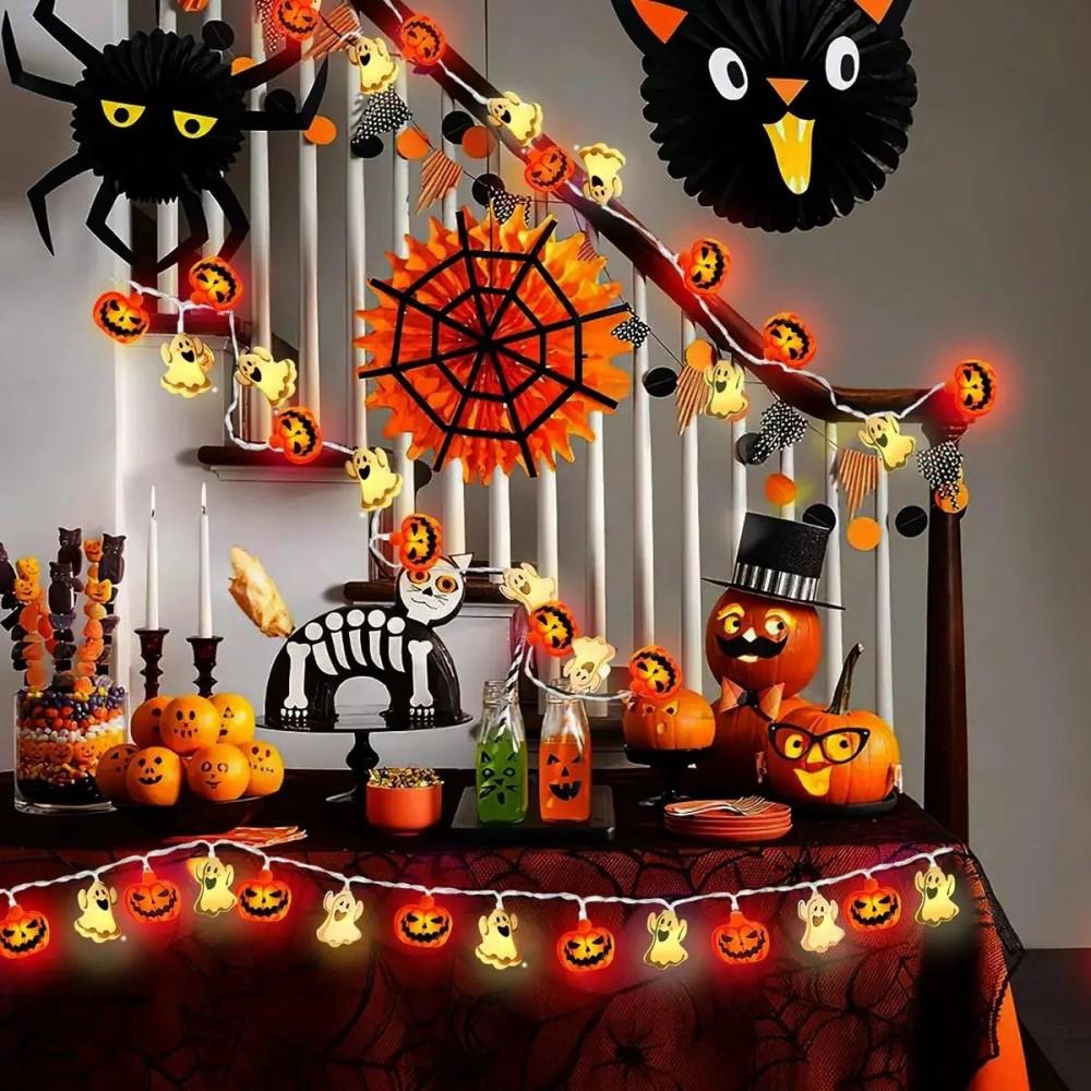 Xiaomi 1pc 10/20 LED Halloween Single Layer Pumpkin & Ghost String Light Battery Powered for Garden Home Holiday Halloween Party Decor