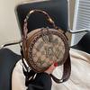 Женская маленькая круглая сумка высокого класса, новая ретро-сумка с принтом, повседневная универсальная сумка через плечо