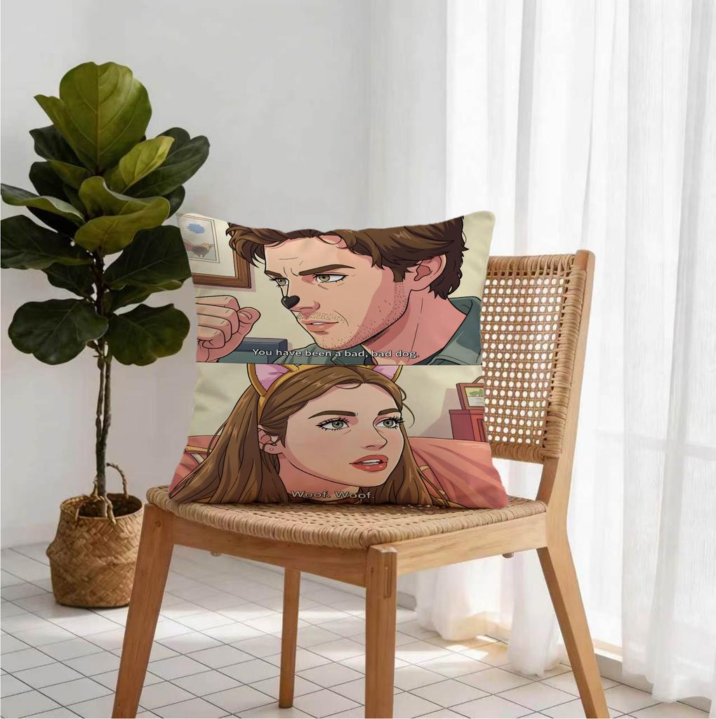 18.18 Inch Throw Pillow, Cushion, Accent Pillow, Includes Pillow Core, Euphoria S3 Nate Cassie Bad Bad Dog Woof Woof, Sofadecor