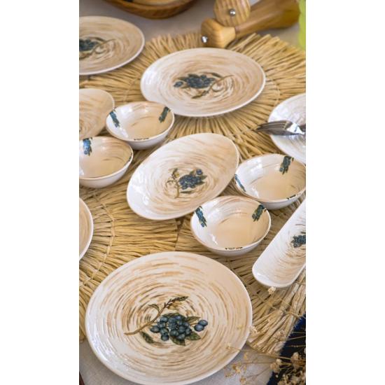 Blueberry 16 Piece Porcelain Breakfast Set for 6 People