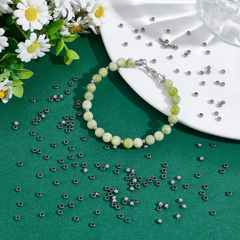 500Pcs 304 Stainless Steel Spacer Beads, Rondelle, Stainless Steel Color, 3x2mm, Hole: 1.8mm, 500pcs/set