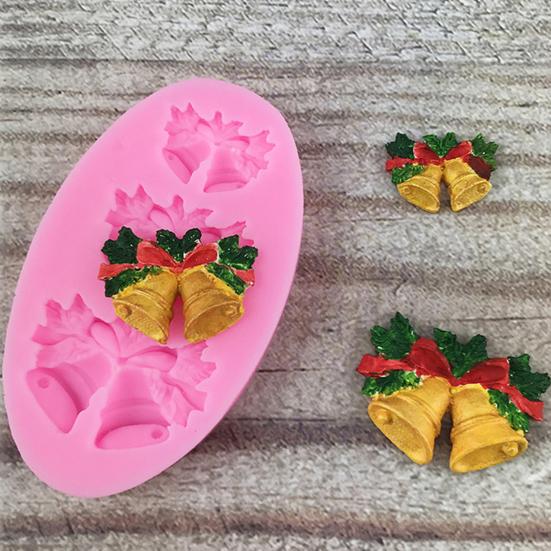 Силиконовая форма-колокольчик, 3D-эффект, изготовление выпечки, украшение, сделай сам, пищевая рождественская тема, рождественский трафарет