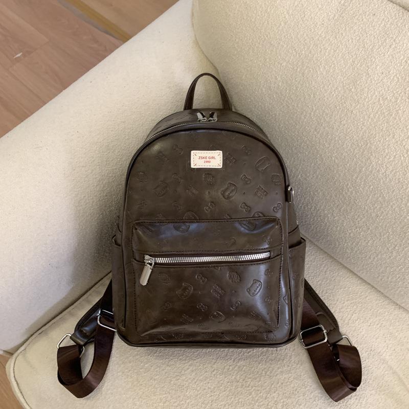 Простой ретро рюкзак с тиснением 2025 новая осенне-зимняя модная универсальная женская студенческая сумка для учебы и работы, маленькая сумка