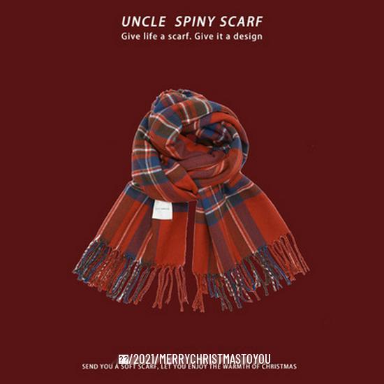 Unisex Korean Winter Faux Cashmere Red Scarf: Stylish Knit Neck Warmer