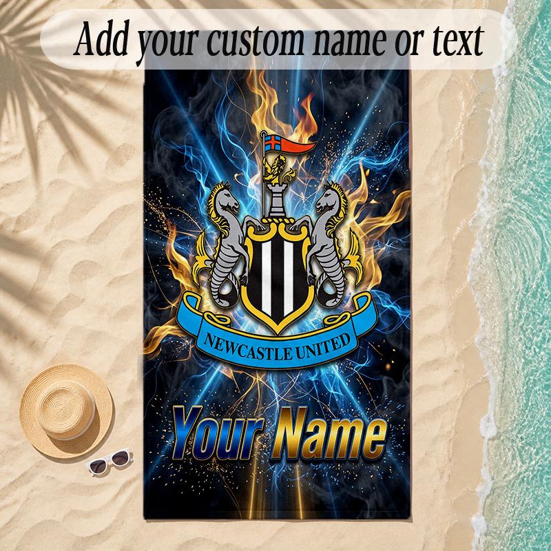 Beach TowelNewcastle United FC Custom Name Text Personalized Soft Towel for Beach Pool Indoor Home Decor Gift