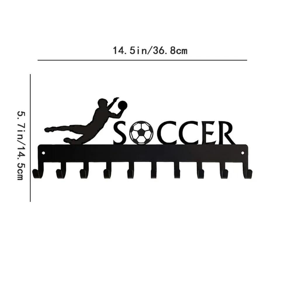 1 шт. вешалка для медалей футбольного вратаря с 10 крючками, металлическая настенная вешалка для ключей, вешалка для полотенец, вешалка для пальто, подарок любителю спорта