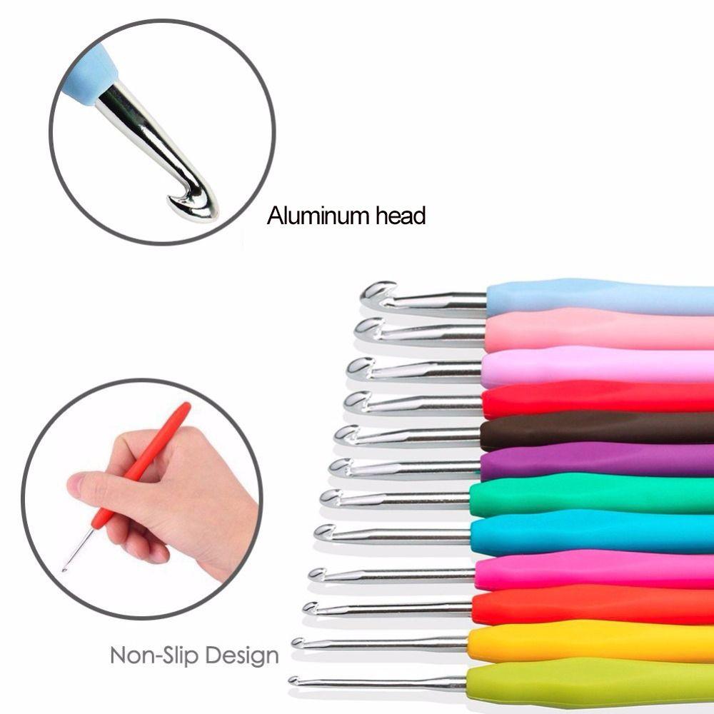 2.0-10mm Multicolor Craft Tools Ergonomic Handle Weave Yarn Knitting Needles Crochet Hook Aluminum