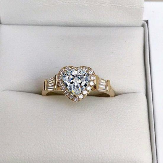 Обручальное кольцо Великолепное гальваническое ретро-подарок Золотое сердце любви со стразами ювелирные изделия на палец