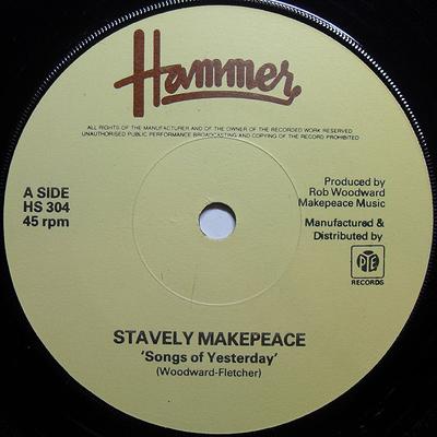7-дюймовая пластинка STAVELY MAKEPEACE Songs Of Yesterday HS304 HAMMER 1980 UK Поп Б/у