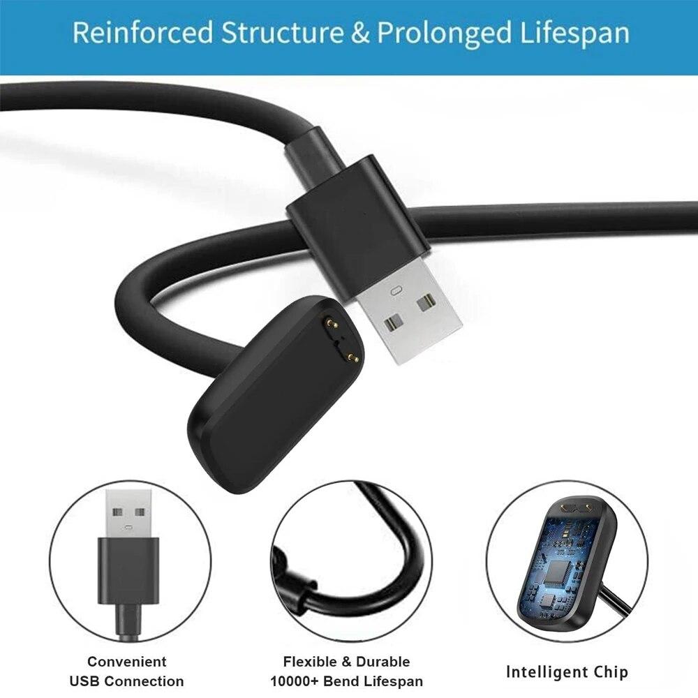 Зарядное устройство длиной 3,3 фута для Fitbit Charge 5/ Charge 6/Luxe Зарядный кабель Сменный USB-кабель для Fitbit Charge 6 Band Сильный магнит