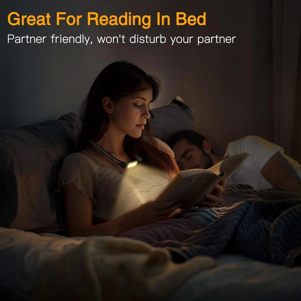 Светильник для чтения на шее, светильник для чтения на кровати, 3 цвета, плавная регулировка яркости