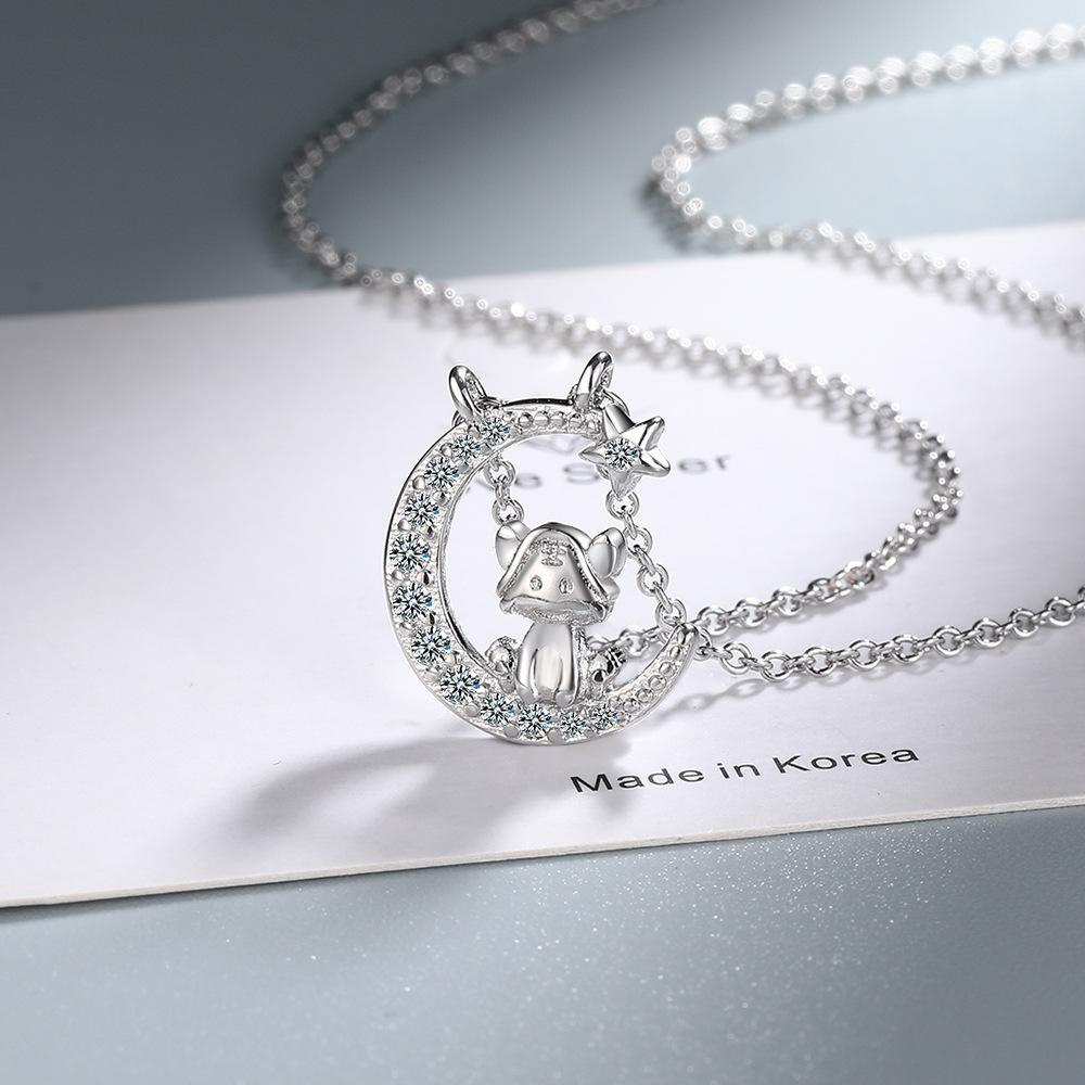 Zodiac Necklace with Zirconia Collarbone Chain Pendant Star and Moon Necklace Popular Jewelry Valentine's Day Gifts