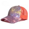 Women's Summer Tie Dye Mesh Baseball Cap Ponytail Messy Bun Trucker Hat Fashion Gradient Outdoor Sports Sun Beach Cap