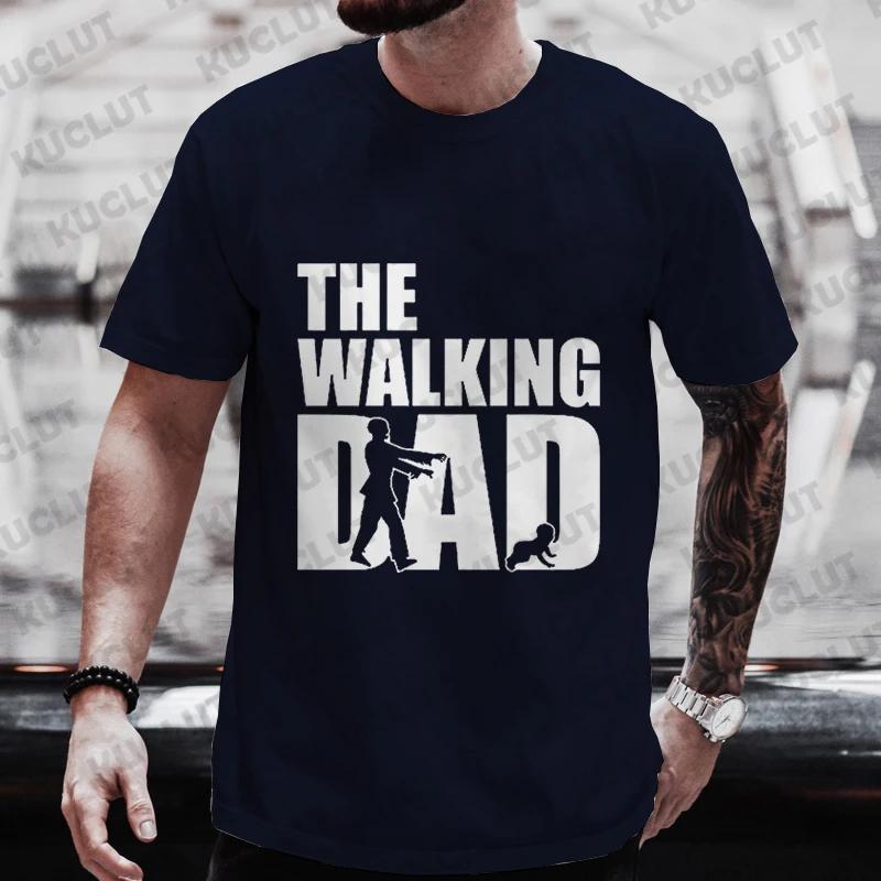 Стильные мужские футболки Футболка с принтом The Walking Dad Хип-хоп блузка Мужская спортивная футболка Мужские топы Харадзюку Футболка с коротким рукавом