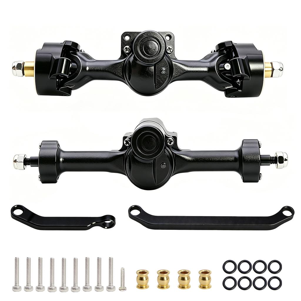 for Axial SCX30 Aluminum Front Rear Axles Set Assembly with Brass Steering Knuckles Steering Link 1/30 RC Crawler Upgrade