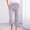 Женские однотонные свободные брюки свободного покроя из хлопка и льна с завязками на талии и широкими штанинами с 7-точечным узором