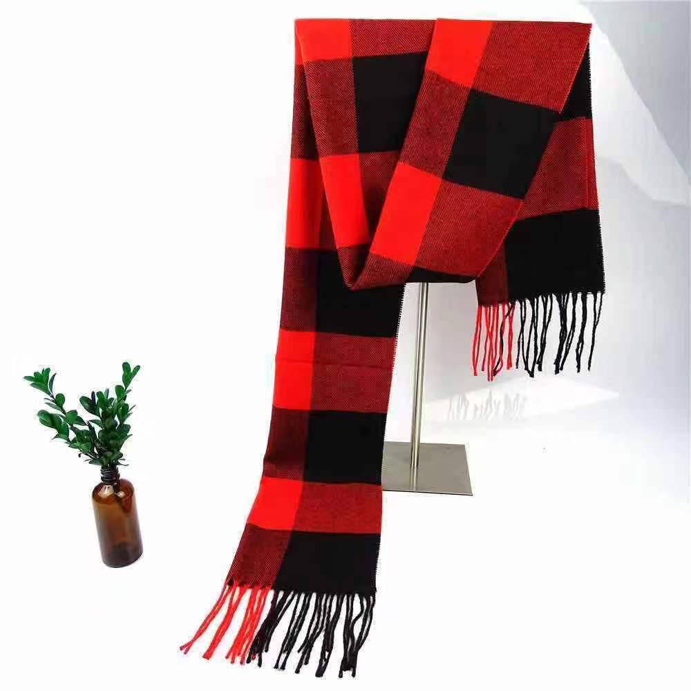 Осенне-зимний новый классический клетчатый шарф, трансграничный британский черно-белый мужской теплый шарф, женская шаль