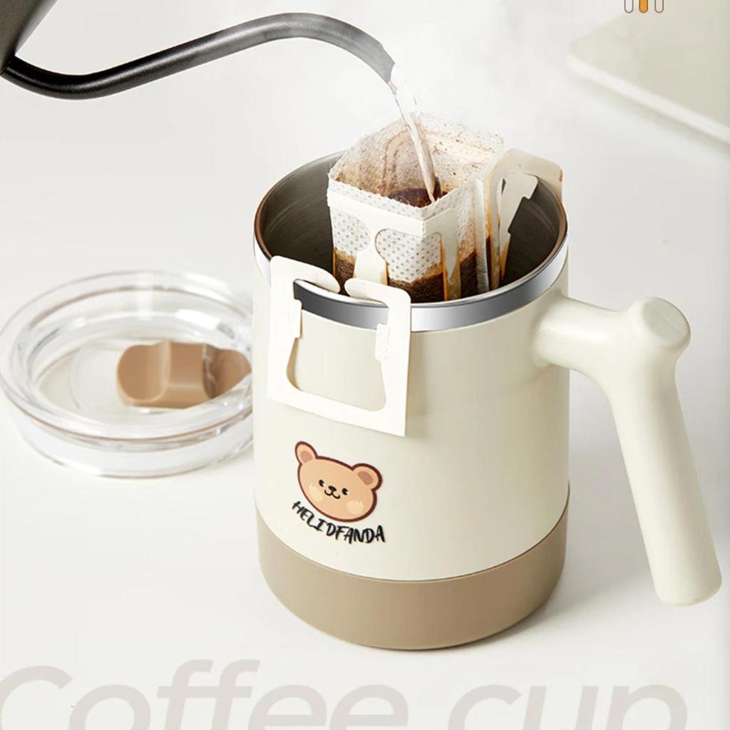 WORTHBUY Mug with Lid, Insulated Water Cup, Stylish Office Tea Cup, Stainless Steel Home Coffee Mug, 500ML